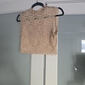bebe Blush Lace Mock Neck Camisole
